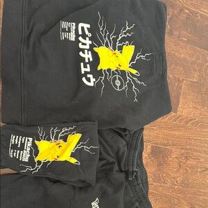 Black Pikachu Hoodie and Sweatpants Set